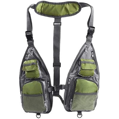 China Durable Fishing Vest Fly Chest Combo Pack With Mesh Design Strap Fishing Vest For Fishing Camping Sailing for sale