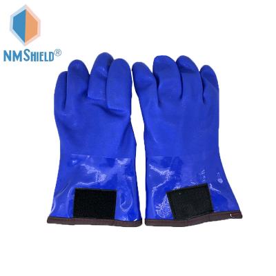 China Warm Blue Coating NMSHIELD PVC Work Gloves Winter Waterproof Gloves Dipped for sale