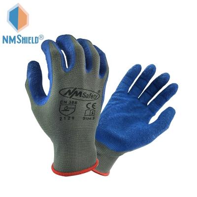 China Garden Labor Gauge NMSHIELD EN388 2131X 13 Polyester Coating Latex Ply Palm Coated Gardening Gloves for sale