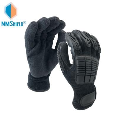 China Anti-impact NMSHIELD 10 Gauge Polyester With Latex Ply Finish TPR Impact Resistant Mechanics Work Gloves for sale