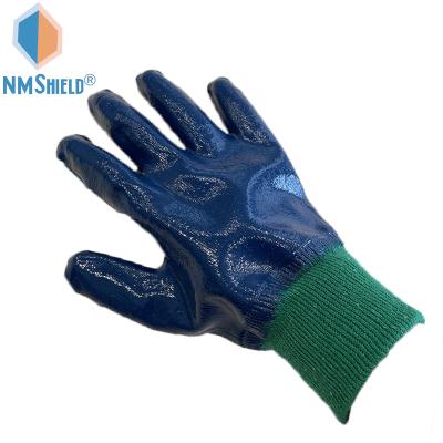 China Oil and Gas Resistant Blue Nitrile NMSHIELD EN388 3111X Fully Coated Anti Interlock Liner Oil Work Gloves for sale