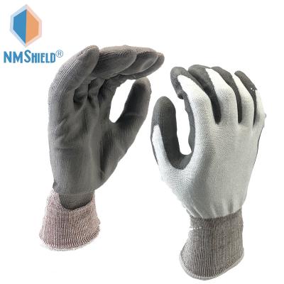 China Anti-cut NMSHIELD PU Coated Anti Cut ANSI Cut Level A2 HPPE Cut Proof Resistant Gloves CE EN388 4X42B for sale