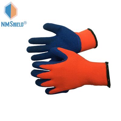 China NMSHIELD CE EN388 2141X 7 Gauge Hot Acrylic With Latex Ply Palm And Thumb Coated Safety Gloves for sale