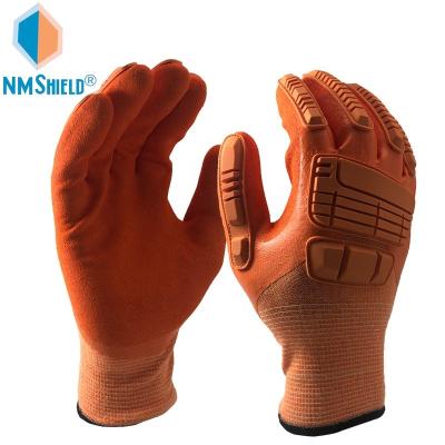 China Impact Resistant NMSHIELD Aramid Cut And Heat Resistant Cut And Liner 3/4 Coated Nitrile TPR Sandy Anti Impact Mining Glove for sale