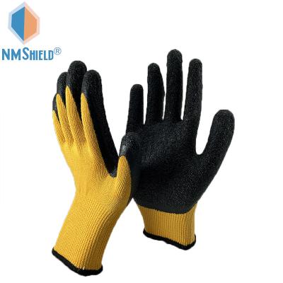 China NMSHIELD Peru anti-slip hot sale yellow grip latex coated safety guante glove for sale