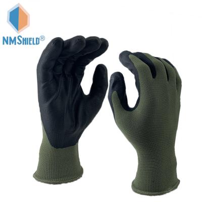 China NMSHIELD 13 Gauge Green Nitrile Flexible Bamboo Garden Protection Gloves CE EN388 4121X for sale