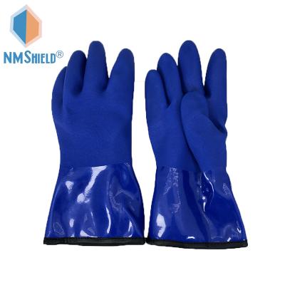 China NMSHIELD CE EN388 4121X PVC Terry Towel Full Waterproof Cold Storage Fishing Work Gloves Waterproof for sale