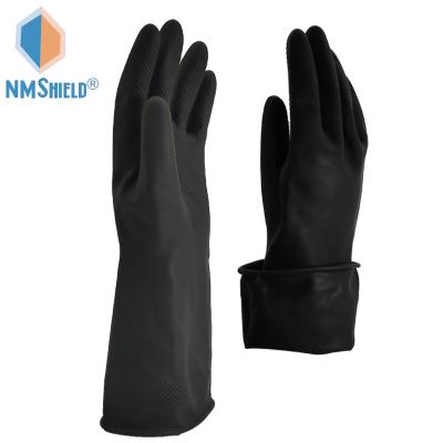 China NMSHIELD waterproof black latex fully coated industrial chemical resistant hand protection waterproof gloves 34cm, 40cm, 45cm available for sale