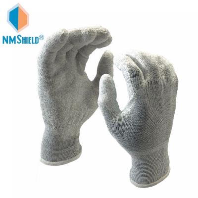 China Antistatic and Touch Screen Gauge Use NMSHIELD 13 Nylon and Carbon Palm Coated Antistatic PU ESD Electrician Gloves CE EN388 4131X for sale