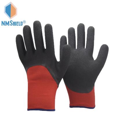 China NMSHIELD 13g Acrylic Inner Outer Layer 7g Warm Nylon Layer With Sponge Rubber Half Coated Safety Warm Gloves for sale