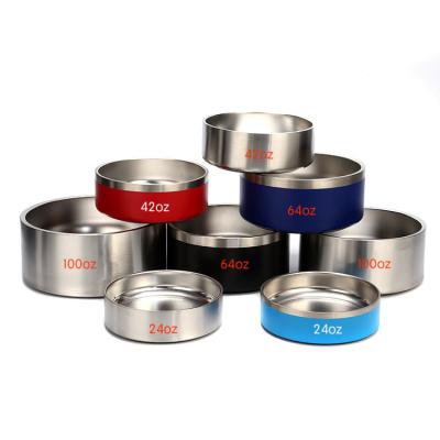 China 32oz 42oz 64oz 100oz Sustainable Stainless Steel Double Wall No Pop Up Dog Pet Bowl for sale