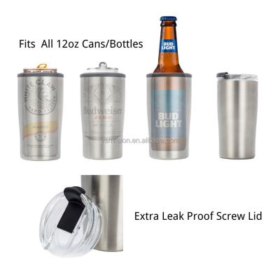 China Factory Viable New Products 4 in 1 16oz Beer Can Cooler Lean Slim Stainless Steel Vacuum Insulated Box Holder for Beer and Cans for sale