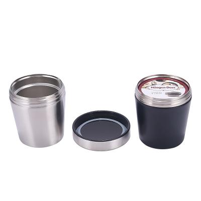 China 1 Pint Viable Ice Cream Container Stainless Steel Insulate Thermos Ice Cream Pint Cup Container for sale