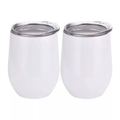 China Sublimation Disposable White Double Wall Vacuum Insulated Travel Stainless Steel Wine Tumbler With Straws For Coffee Wine for sale