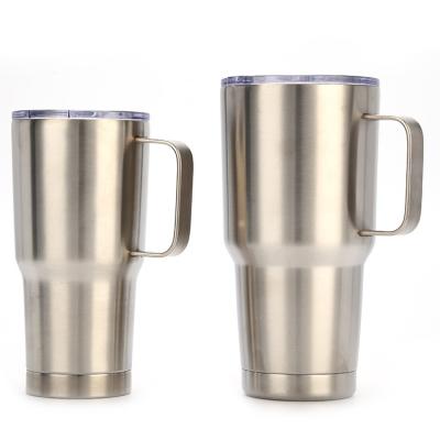 China Viable Wholesale Custom Travel Mugs Stainless Steel Mug Beer Logo Double Wall Insulated Outdoor Camping Coffee Mug With Handle And Lid for sale