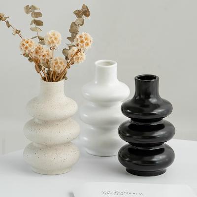 China INS simple white modern ceramic flower vase decoration dry living room layout and modern ornaments flower ware for sale