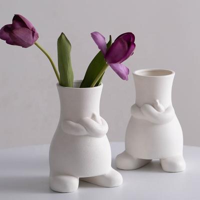 China Simple and modern ceramic Nordic tulip dry flower table living room decoration small vase INS flower arrangement table decoration for sale