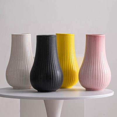 China Simple and Modern White Ceramic Decorative Hall Flowers Large Belly Floor Vase Living Room Showroom Hydroponic Decoration for sale