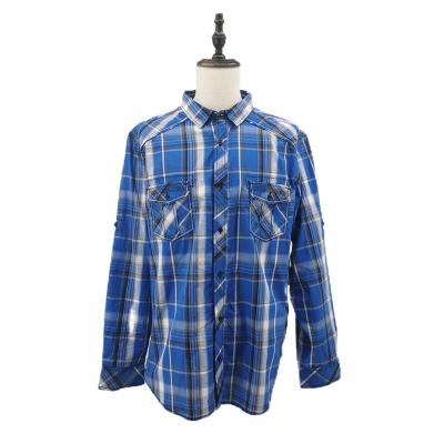 China Anti-wrinkle factory outlet cotton plaid shirts men's casual double pocket loose washed boutique men's clothing custom for sale