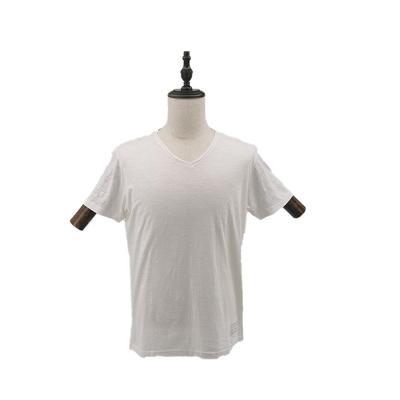 China Solid color direct breathable thin V-neck section summer factory T-shirt loose short-sleeved empty customization for sale