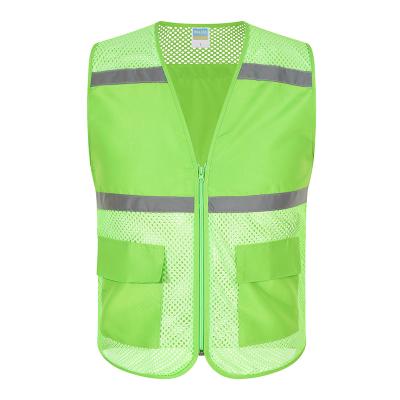 China 2022 New Water Proof Mesh Top Custom Double Pocket Sleeveless Reflective Striped Reflective Vest for sale