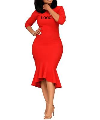 China Autumn Winter Plus Size Anti-Static Professional Dresses Print Long Sleeve Mini Dress for sale