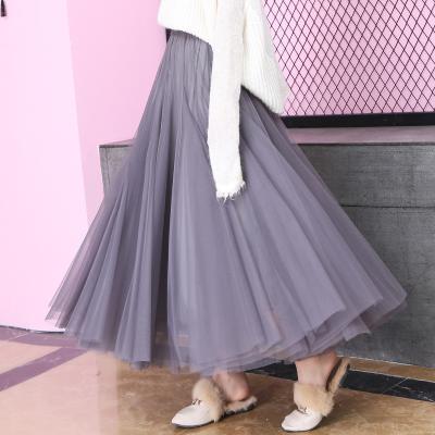 China Wholesale Anti-static Spring Women Summer Spring Women High Waist Pleated Skirt Mesh Ladies Skirts Seticeo High Long Maxis for sale