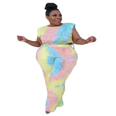 China 2021 Women Summer Anti-Static Women's Pants Clothing Sets Tie Dye Plus Size 2 Piece Sets for sale