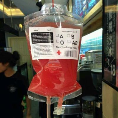 China Custom Wholesale Qingdao Label Recyclable PVC 350ml Disposable Blood Drinking Bag for sale