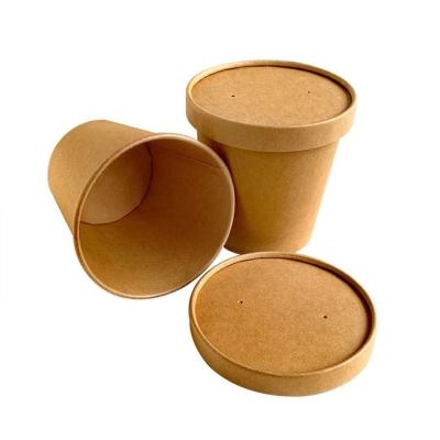 China Single Wall Recyclable Disposable Take Out Kraft Paper Salad Bowl With Pet Lid for sale