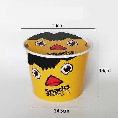 China Custom Made 130Oz Single Wall Disposable 150Oz 170Oz Paper Printed Fried Chicken Bucket With Lid for sale