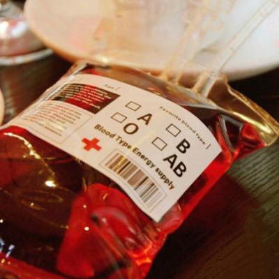 China Recyclable Food Grade PVC Vampire Energy Drink Spouted Blood Bags For Juice for sale