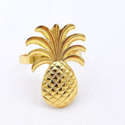 China Vintage Rose Gold Pineapple Napkin Buckle Cheap Viable Gold Metal Napkin Ring For Wedding Banquet Party Deco HWM45 for sale