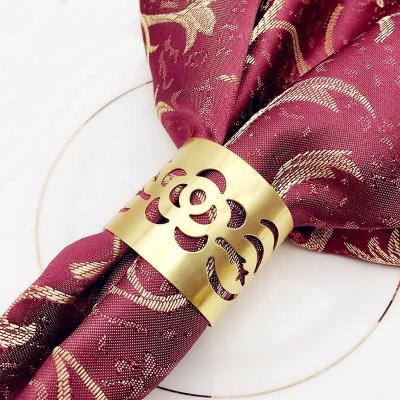 China Viable Rose Flower Wedding Table Decoration Gold Metal Napkin Rings Napkin Rings Holder Party Supplies HWM59 for sale