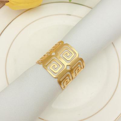 China Newest Viable Cheap Round Napkin Rings Gold Metal Napkin Rings Holder For Wedding Table Decoration HWM40 for sale