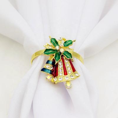 China Sustainable Gold Christmas Bell Napkin Rings Holder for Xmas Thanksgiving Dinner Party Table Decoration HWC28 for sale