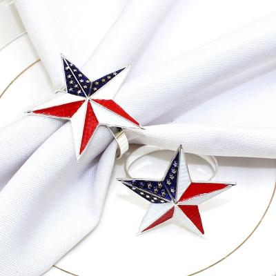 China Viable Patriotic Napkin Rings National Flag Star Buckle Holder For Independence Day 4th Of July Veterans Day HWH54 for sale