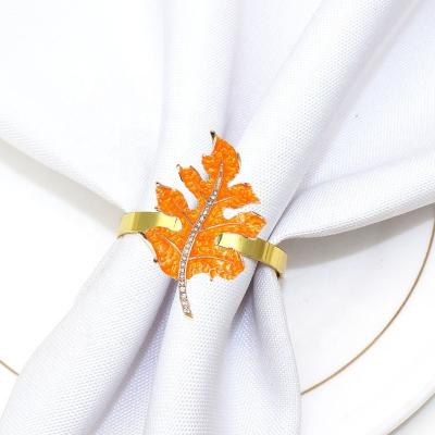 China Viable Maple Leaf Napkin Ring Holders For Christmas Holiday Party Wedding Dinner Decor Favor HWL58 for sale