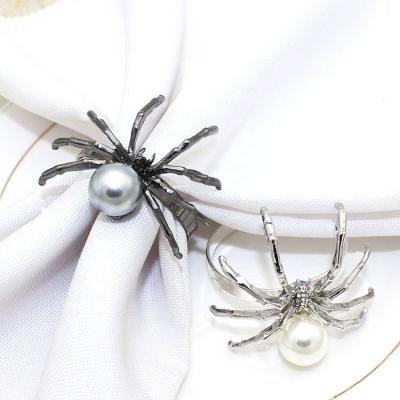 China Sustainable Decorative Autumn Holiday Spider Halloween Napkin Ring For Table Decoration Dining Party Supplies HWH62 for sale