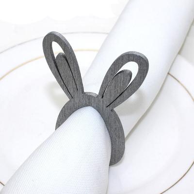 China Wooden Bunny Ear Napkin Rings Holders Napkin Loops For Easter Wedding Baby Shower Table Decor HWH63 for sale