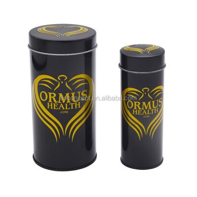 China Airtight Black Round Round Lid Food Receptacle Tin Can For Health Products for sale