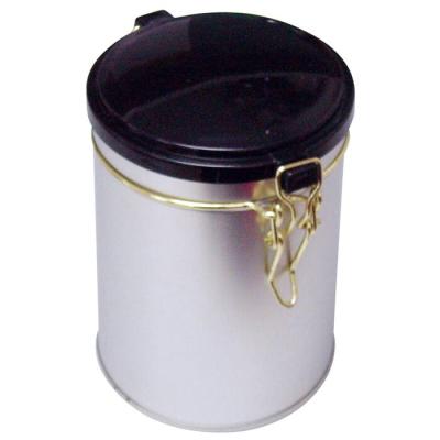 China Food Grade Recycled Round Tin Box With Narrower Wire And Plastic Lid For Coffee / Tea for sale