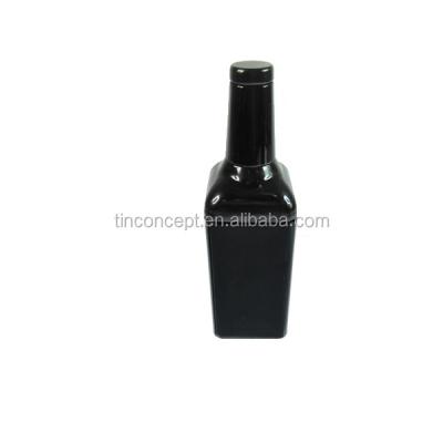 China Custom Food Color Black Wine Bottle Shape Tin Box For Wine Beverage Bottle Tin Can for sale