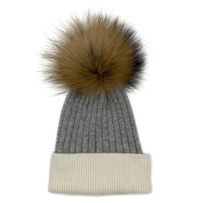 China Factory direct cute kids angora cable knit hat with pompom for sale