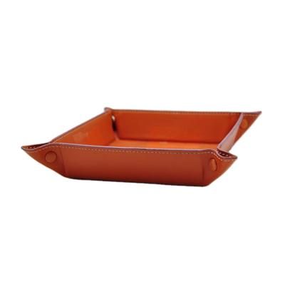 China Sustainable leather PU storage tray with snap fastener closure for sale