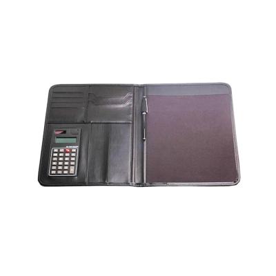 China Stitching Around Edges Hot Sale A4 Leather Custom Folder Personal File Folder With Calculator for sale