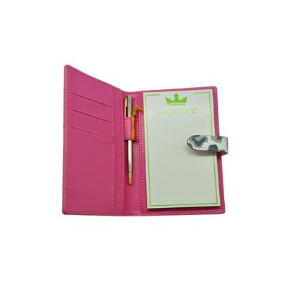 China Loose-leaf notepad in leather jacket and with attached pen for sale