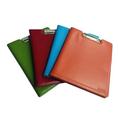 China PU Leather A4 Office Stationery Leather Folder With Metal Clip for sale