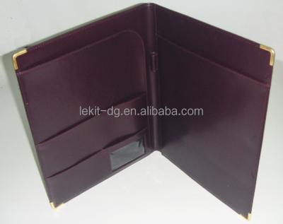 China A4 File Folder Leather Folders With Metal Corners for sale