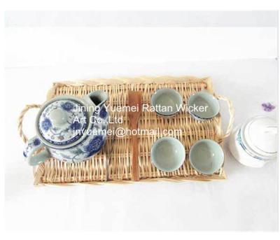 China 2016 wicker tray wicker pallet wicker tea cup tray square shape with handle for sale